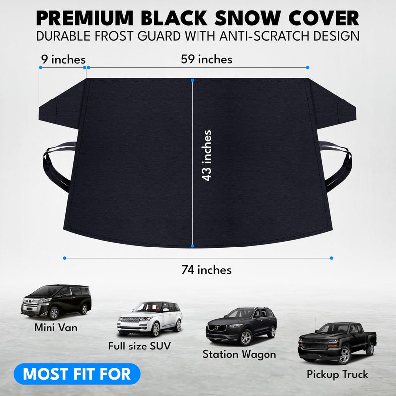 Autovir Truck Windshield Cover for Ice and Snow  SUV Snow Cover  Frost Cover Gives Protection from Snow and Ice  Car Cover for Snow  Winter Car Accessories | X-Large (74"" x 43"") - Image 3